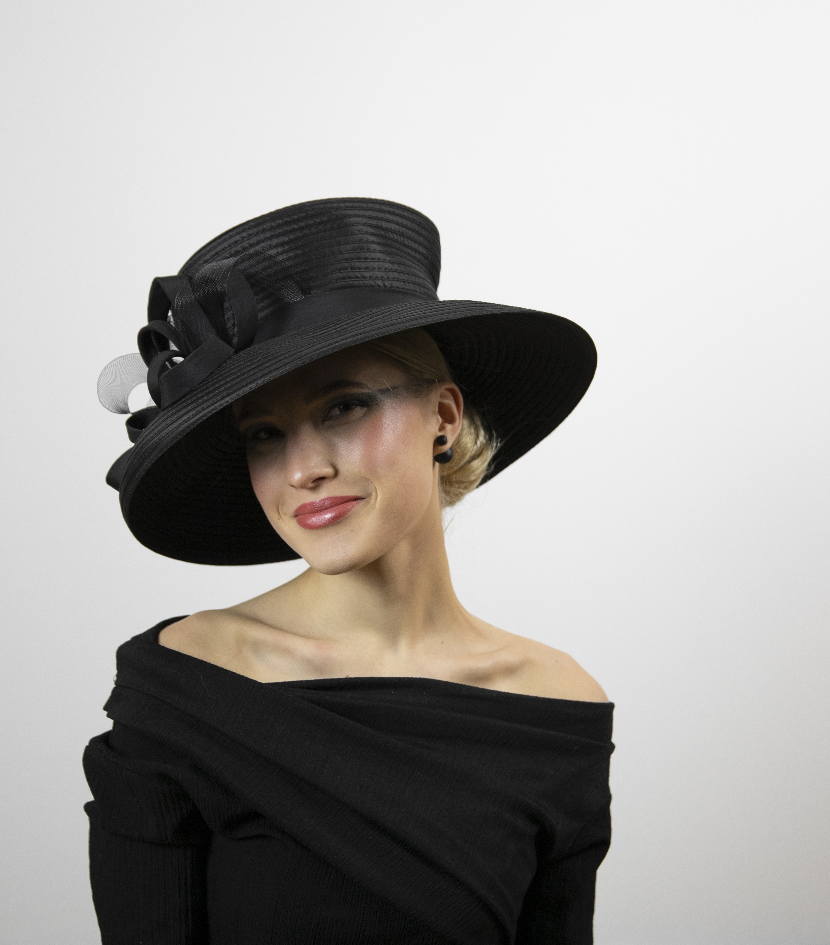 Black wide brim hat to wear at funerals, weddings, races. - Image 5
