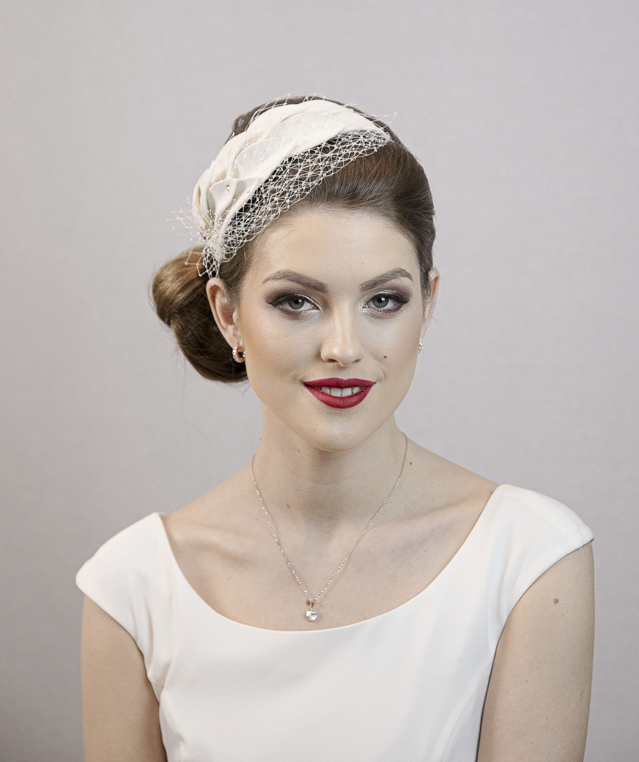 Ivory white bridal headpiece. Wedding hat. - Image 6