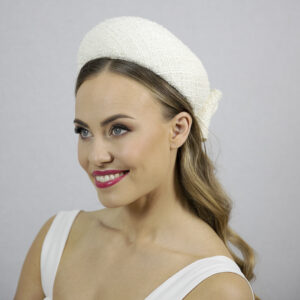 Ivory wide headband hat for women.