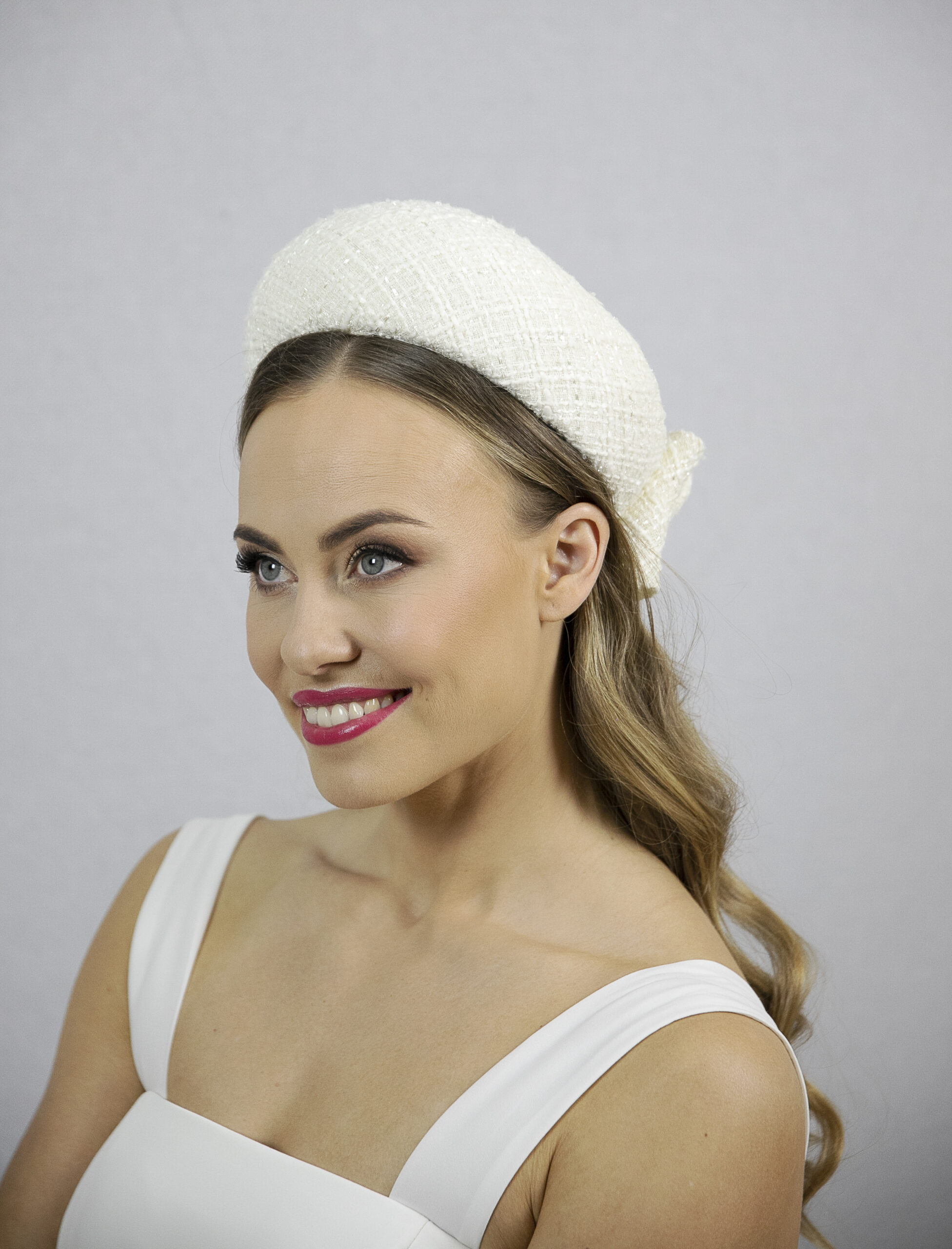 Ivory wide headband hat for women.