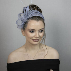 Blue wedding fascinator.
