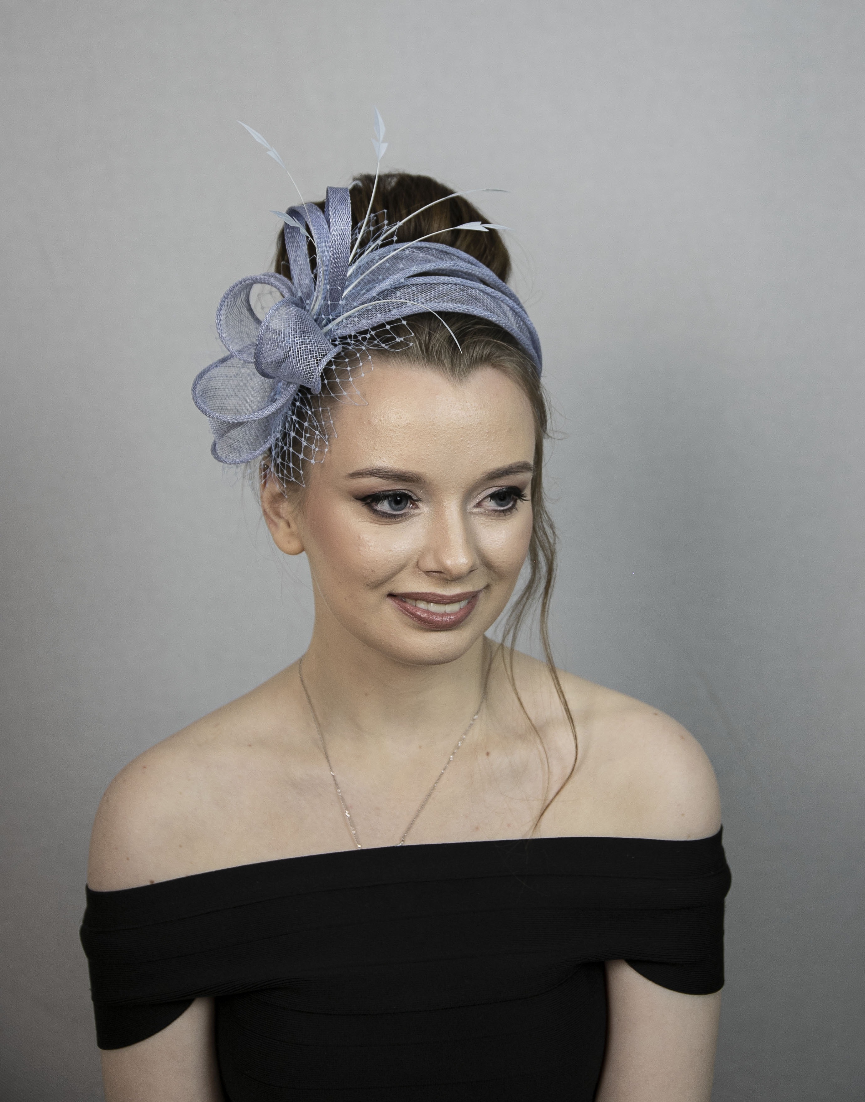 Blue wedding fascinator.