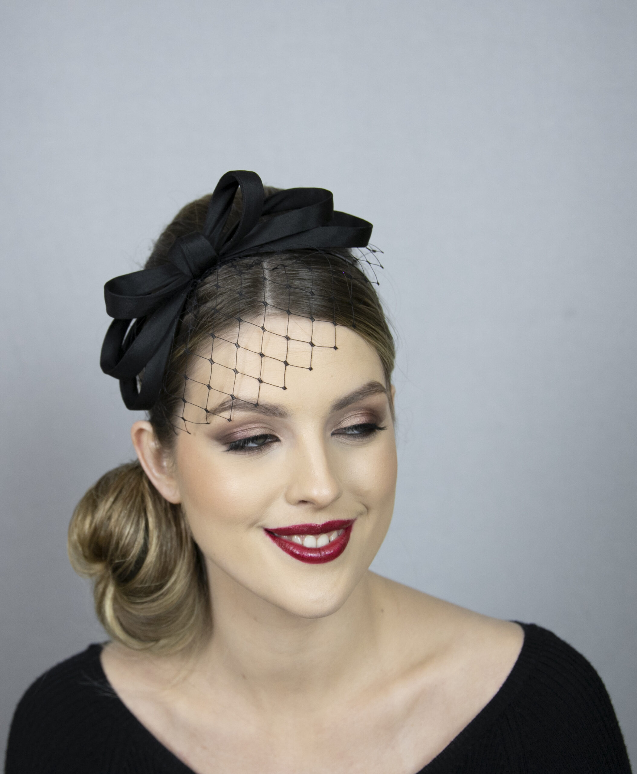 Black fascinator with short net. Very popular design! - Image 5