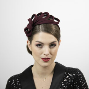 Burgundy red, red wine fascinator. Red fascinator.