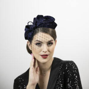 Blue wedding fascinator headband.