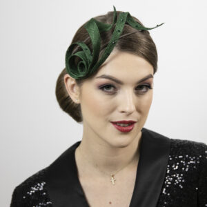Forest green modern fascinator.