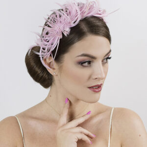 Pink feather headband. Light pink feather fascinator.