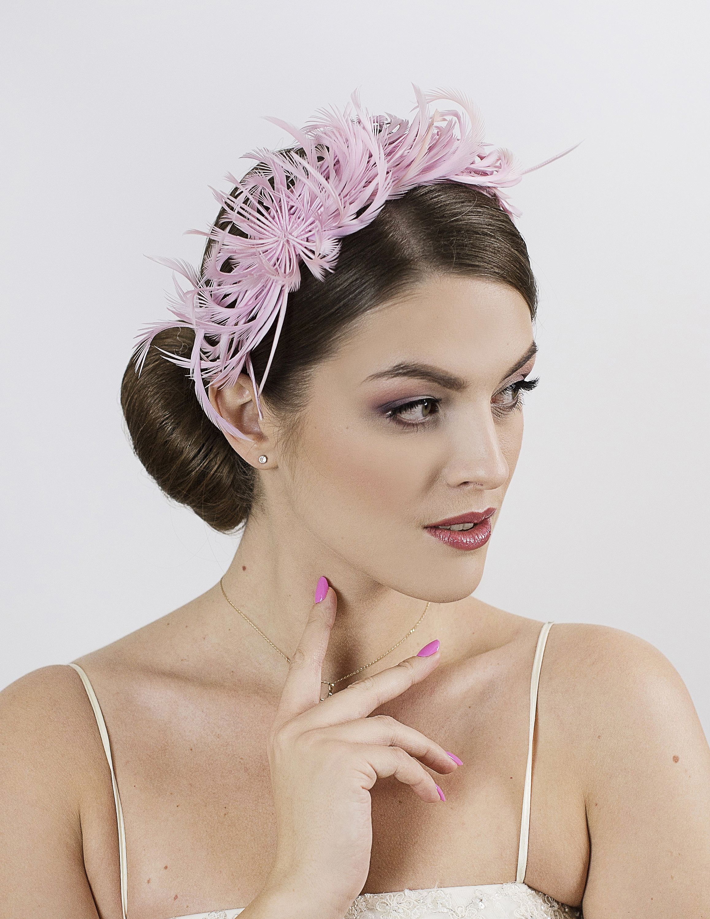 Pink feather headband. Light pink feather fascinator.