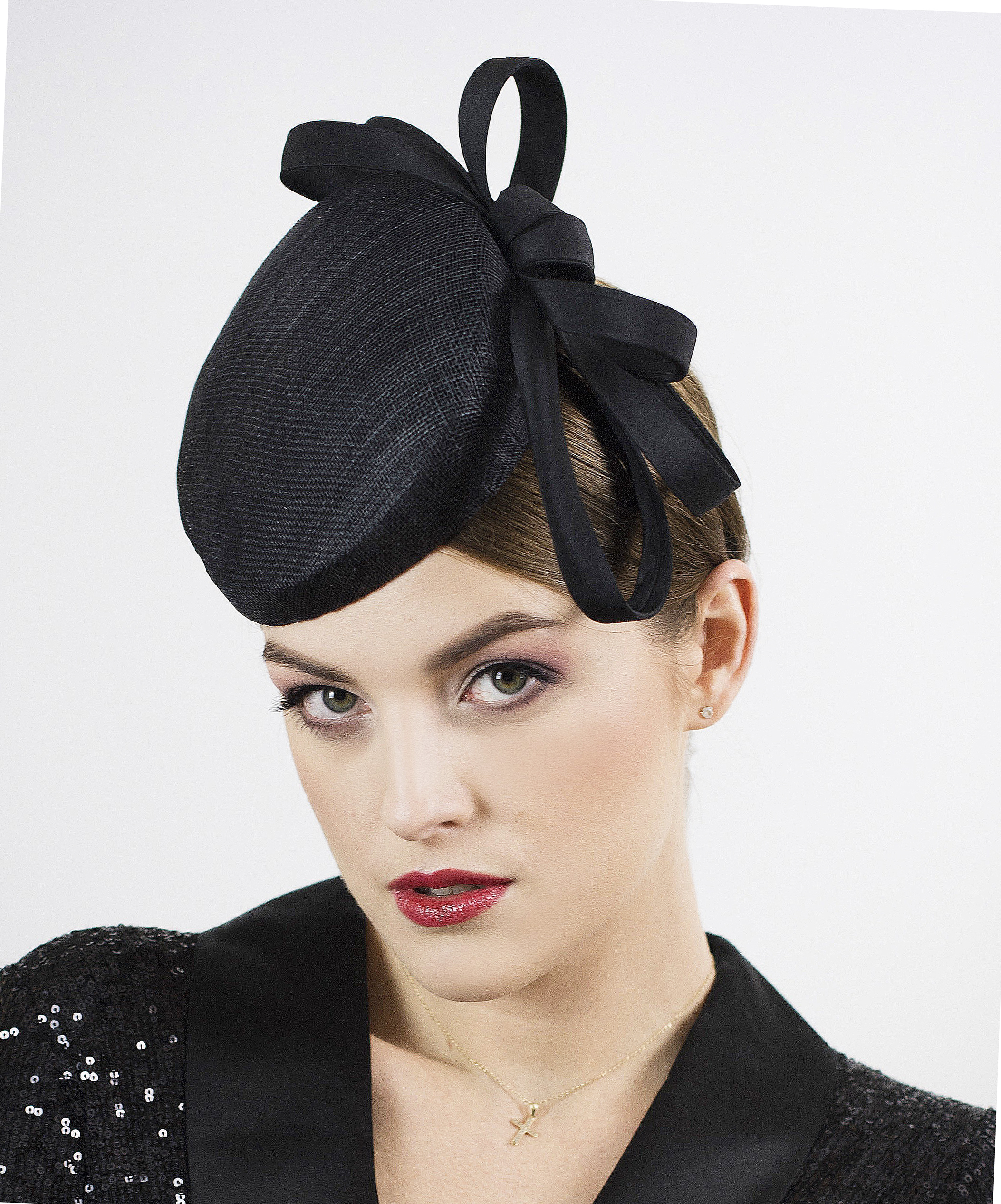Black pillbox hat. Black fascinator hat. - Image 3