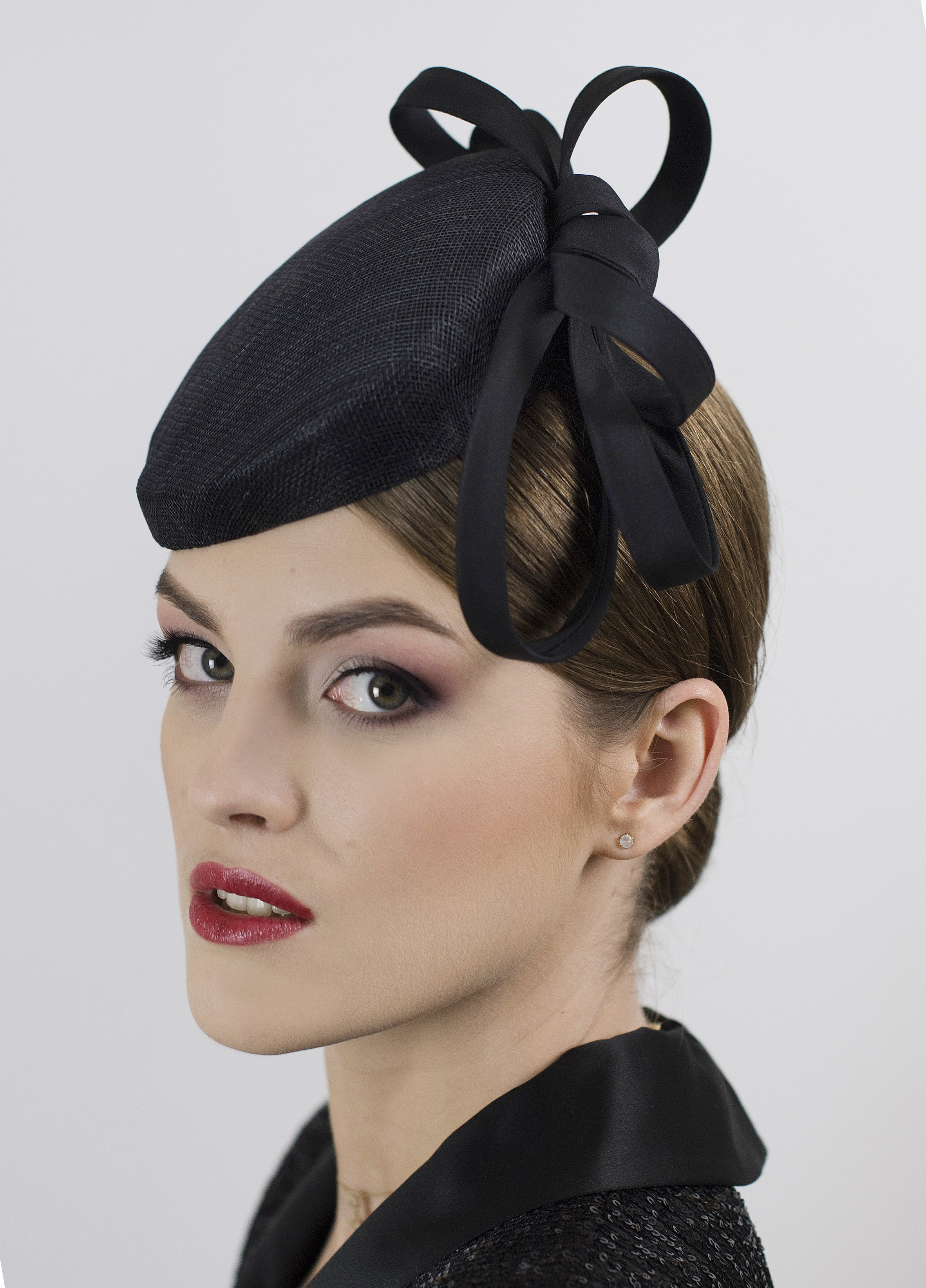 Black pillbox hat. Black fascinator hat. - Image 2