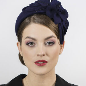 Blue headband hat for women from felt.