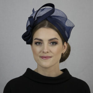 Blue fascinator headband.