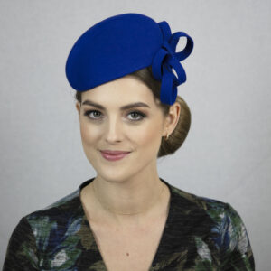 Royal blue percher hat. Royal blue pillbox hat.